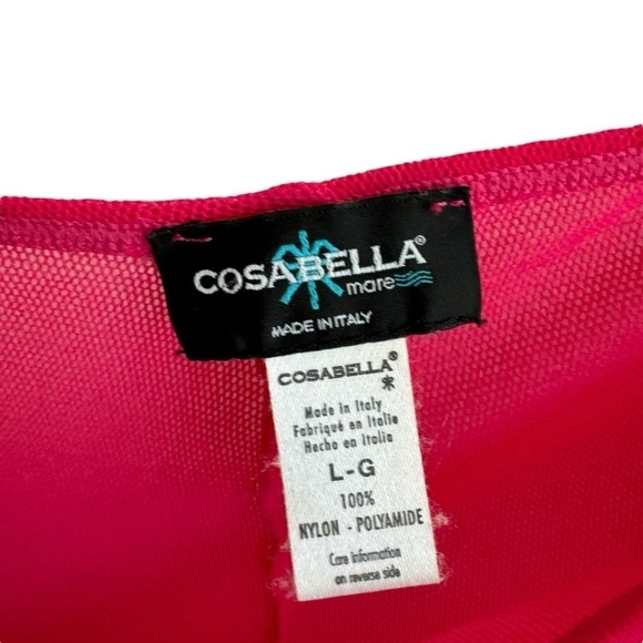 Cosabella Hot Pink Sheer Wide Leg Scalloped Hem Tie Front Pants, Size L - Picture 4 of 7